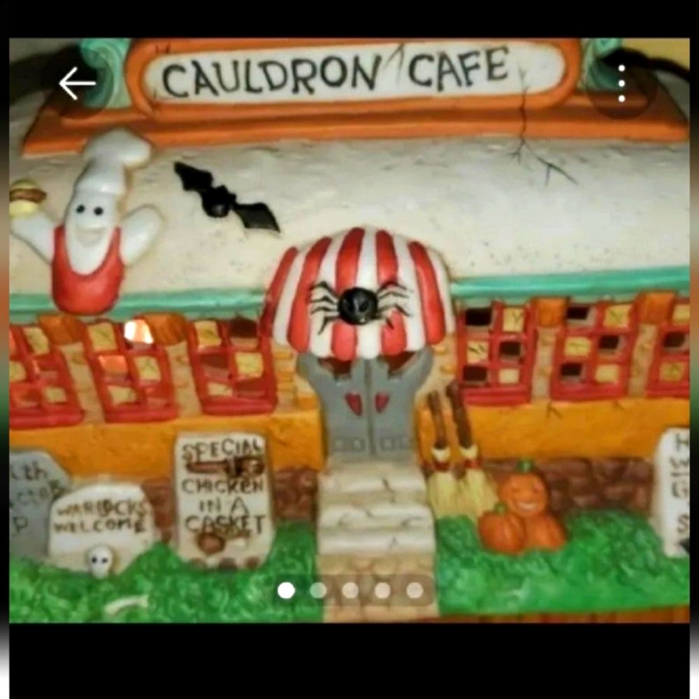 Cauldron Cafe Ceramic Halloween Lighted House Vintage Creepy Hallow
